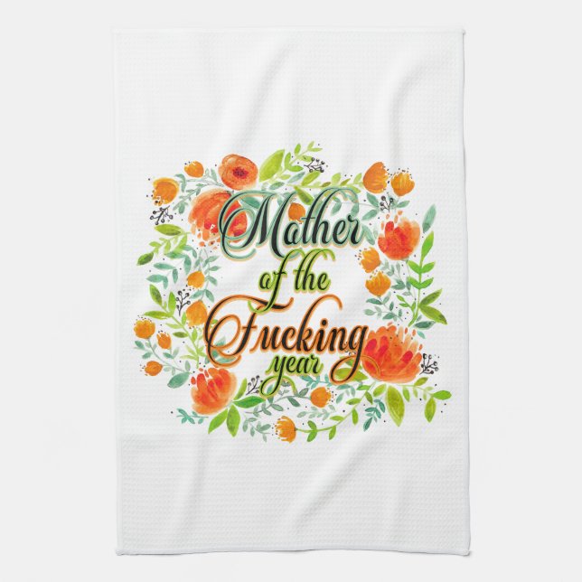 Mor i F*-Blommigten för vildblomman i Mamma Kökshandduk (Vertikal)