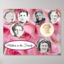 Mor i Family Photo Rosa ros Poster