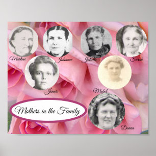 Mor i Family Photo Rosa ros Poster