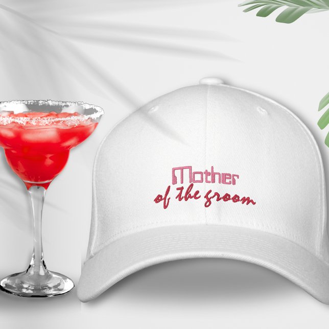 Mor i Groom Bachelorette Hen party retro Broderad Keps (Mother of the groom baseball cap hat bachelorette hen party fashion accessory pink red retro family)