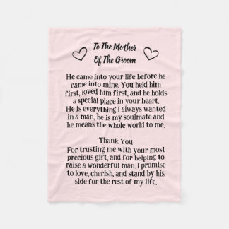 Mor i Groom Blanket Bröllop Keepsaki-gåvan Fleecefilt