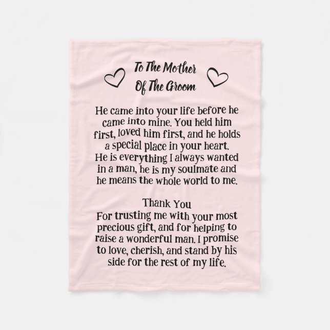 Mor i Groom Blanket Bröllop Keepsaki-gåvan Fleecefilt (Framsidan)