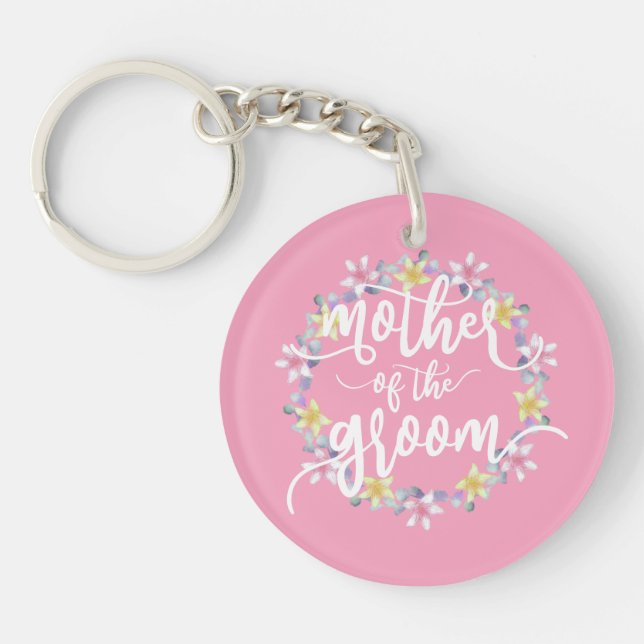 Mor i Groom Bröllop Calligraphy| Nyckelkedja (Framsidan)