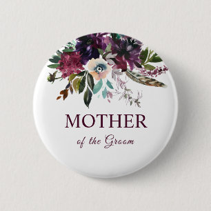Mor i Groom Burgundy-Blommigten Bouquet White Knapp