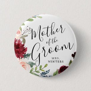 Mor i Groom Burgundy Bouquet Bröllop Knapp