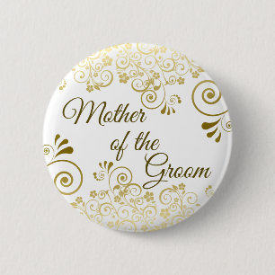 Mor i Groom Elegant Guld Filigree Bröllop Knapp