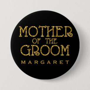 Mor i Groom Guld Faux Glitter Namn bricka Knapp