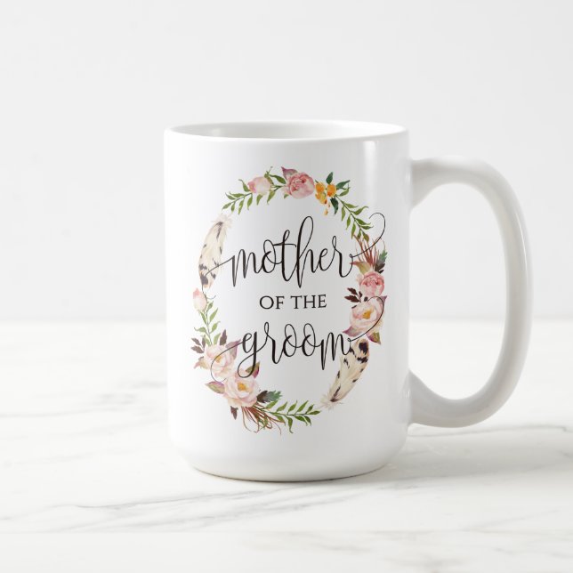 Mor i Groom, Kalligrafi, Blommigt Wandemin 7 Kaffemugg (Höger)