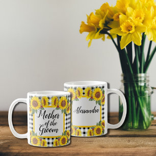 Mor i Groom Personlig Gingham Sunblommor Kaffemugg