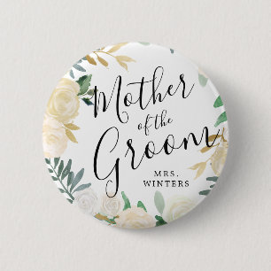 Mor i Groom Vit ros Bouquet Bröllop Knapp
