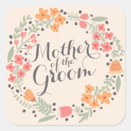 Mor i Groom Watercolor Weddin Sticker Seal Fyrkantigt Klistermärke