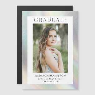 Mor i Pearl HoloGraph Photo Studenten\ Magnetisk Inbjudningskort