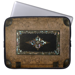 Mor i Pearl Inlay Old Leather Bok Cover Laptop Sleeve