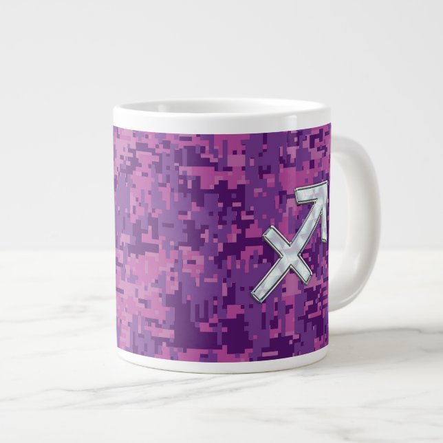 Mor i Pearl Sagittarius Symbol Fuchsia Camo Jumbo Mugg (Framsida höger)
