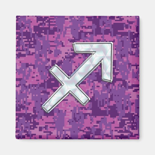 Mor i Pearl Sagittarius Symbol Fuchsia Camo Magnet (Framsidan)