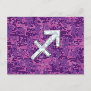 Mor i Pearl Sagittarius Symbol Fuchsia Camo Vykort