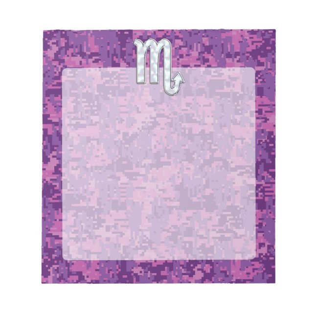 Mor i Pearl Scorpio Zodiac Rosa Digital Camo Anteckningsblock (Framsida)