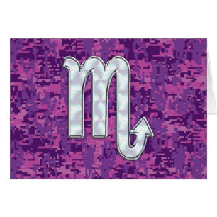 Mor i Pearl Scorpio Zodiac Rosa Digital Camo Hälsningskort