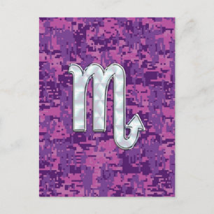 Mor i Pearl Scorpio Zodiac Rosa Digital Camo Vykort