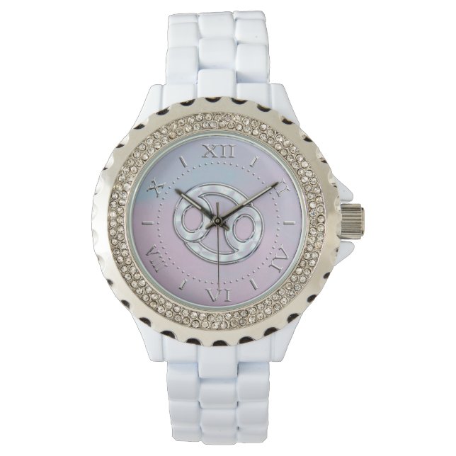 Mor i Pearl Stil Cancer Symbol Astrology Dial Armbandsur (Framsida)