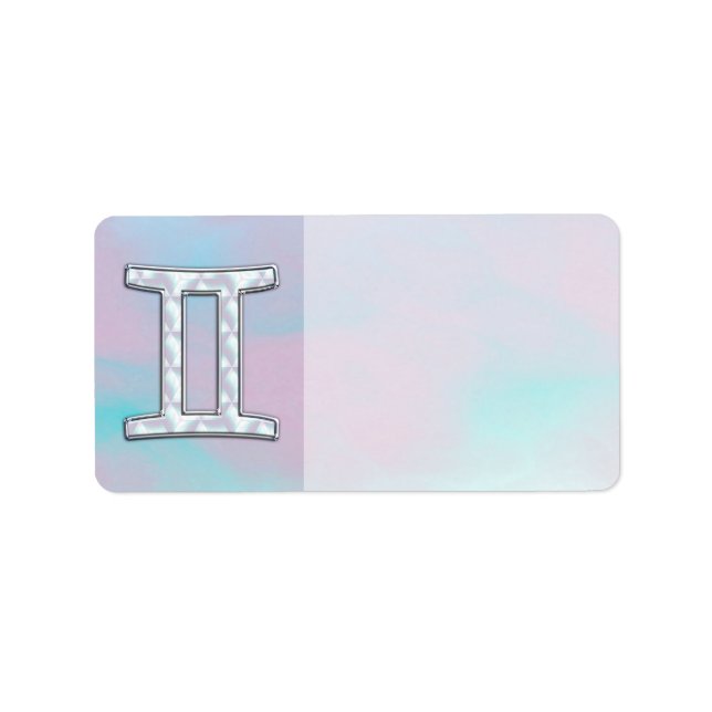 Mor i Pearl Stil Gemini Zodiac Sign Adressetikett (Framsidan)