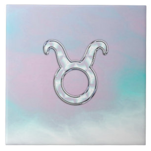 Mor i Pearl Taurus Zodiac Symbol Kakelplatta