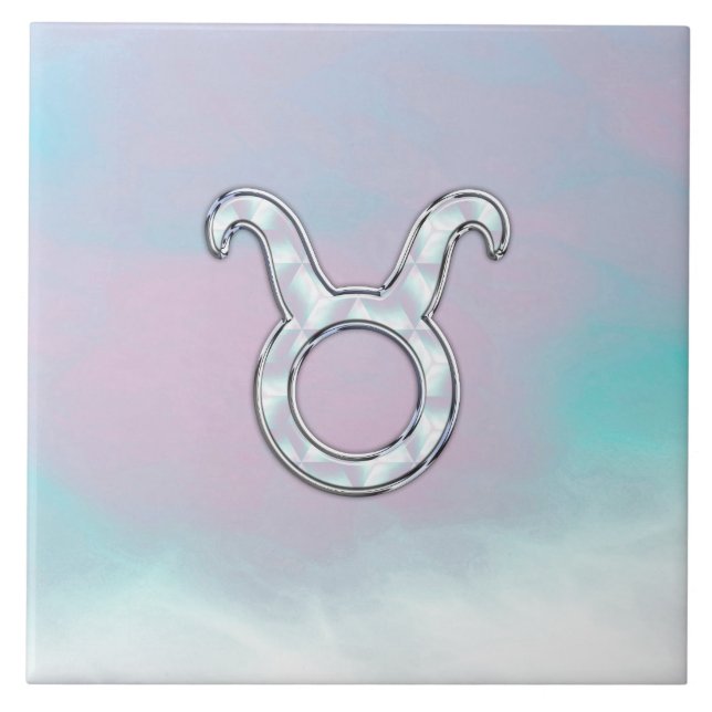 Mor i Pearl Taurus Zodiac Symbol Kakelplatta (Framsidan)