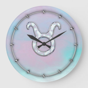 Mor i Pearl Taurus Zodiac Symbol Stor Klocka