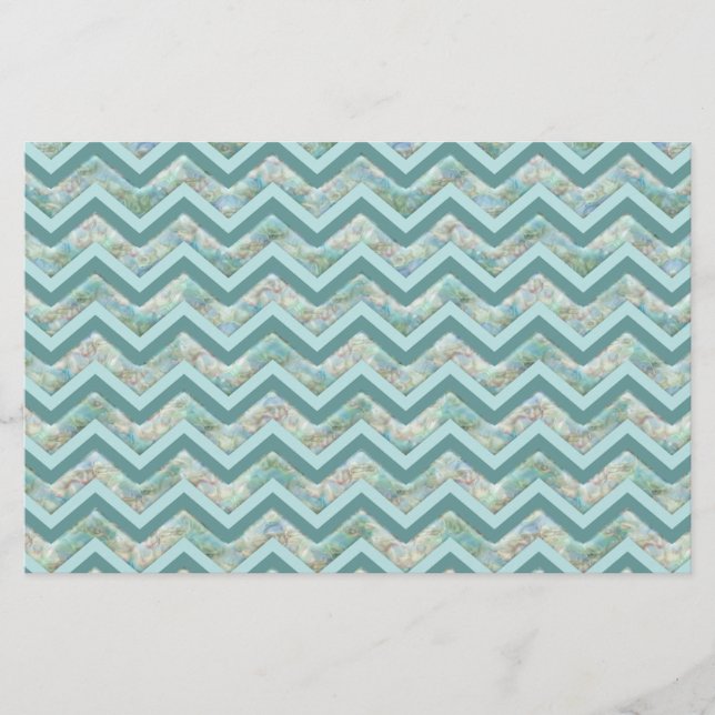 Mor i Pearl Teal ZigZag Brevpapper (Framsida)