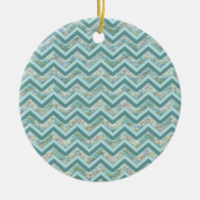 Mor i Pearl Teal ZigZag Julgransprydnad Keramik (Framsidan)