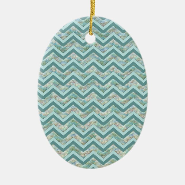 Mor i Pearl Teal ZigZag Julgransprydnad Keramik (Framsidan)