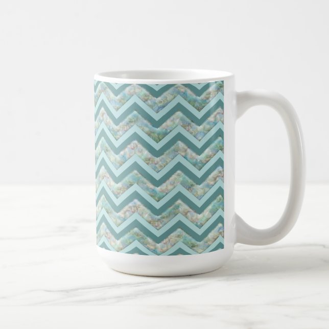 Mor i Pearl Teal ZigZag Kaffemugg (Höger)