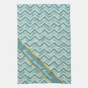 Mor i Pearl Teal ZigZag Kökshandduk