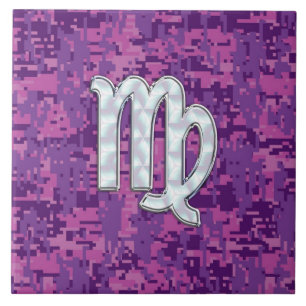 Mor i Pearl Våg Zodiac på Rosa Digital Camo Kakelplatta