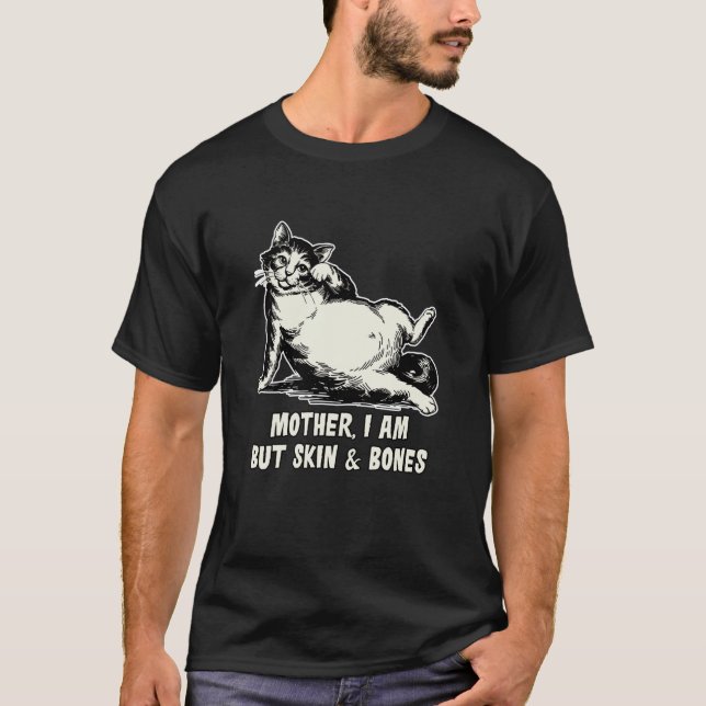 Mor jag är bara hud och ben Katt Meme Långärmad T Shirt (Framsida)