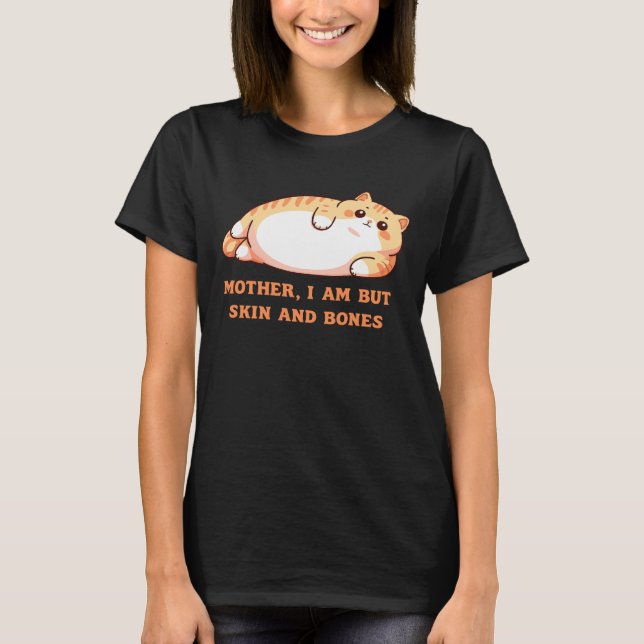 Mor, jag är bara hud och ben Kattdesign Lång Sl T Shirt (Framsida)
