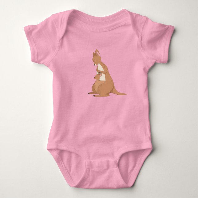 Mor Kangaroo med Baby T Shirt (Framsida)