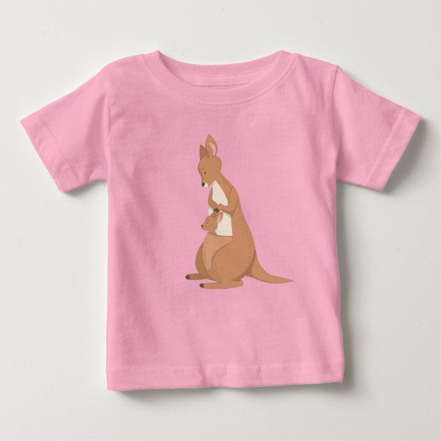 Mor Kangaroo med Baby T Shirt (Framsida)