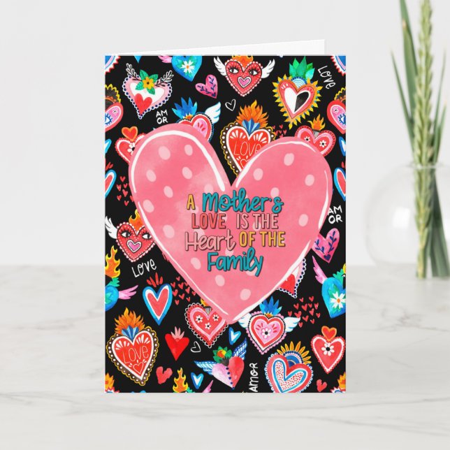 Mor Kärlek är familjens hjärta Kort (Framsida)