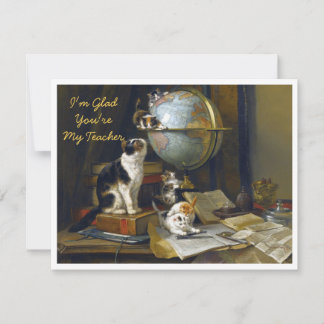 Mor Katt Katter Skrivbord Jag är glad att du är mi Tack Kort