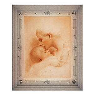 Mor Kissing Hennes Baby av Charles Grind Sheldon Fototryck