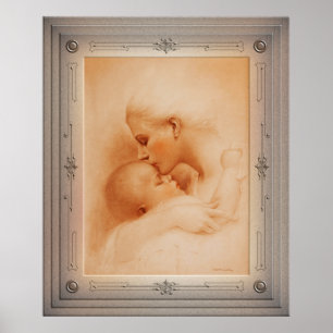 Mor Kissing Hennes Baby av Charles Grind Sheldon Poster