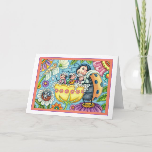 MOR LADYBUG & BARN, TULIP BUBBLE BATH Blank Kort (Framsida)