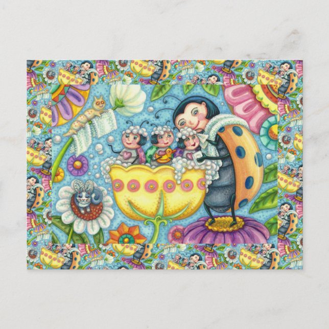 MOR LADYBUG & BARN, TULIP BUBBLE BATH VYKORT (Framsida)