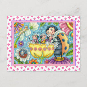 MOR LADYBUG & BARN, TULIP TUB BUBBLE BATH HELG VYKORT