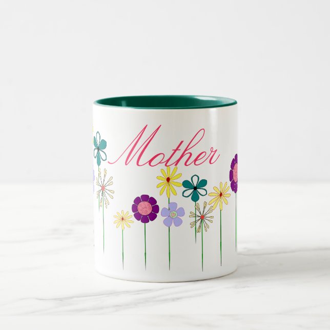 Mor - ljusa blommor för henne Två-Tonad mugg (Center)