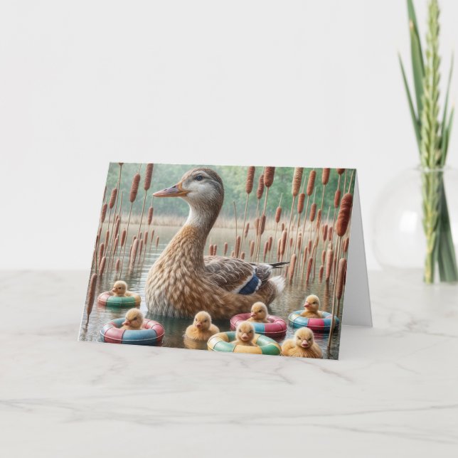 Mor Mallard Anka med anklings för födelsedagen Kort (Framsida)