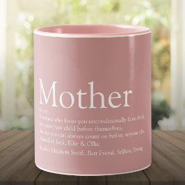 Mor Mam Definition Dammig Rosa Rosa Två-Tonad Mugg