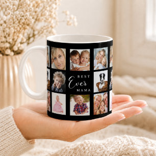 Mor mama fotokollage svart vitt kaffemugg
