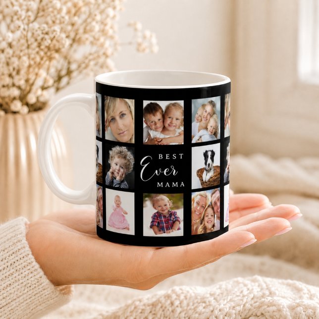 Mor mama fotokollage svart vitt kaffemugg (Skapare uppladdad)